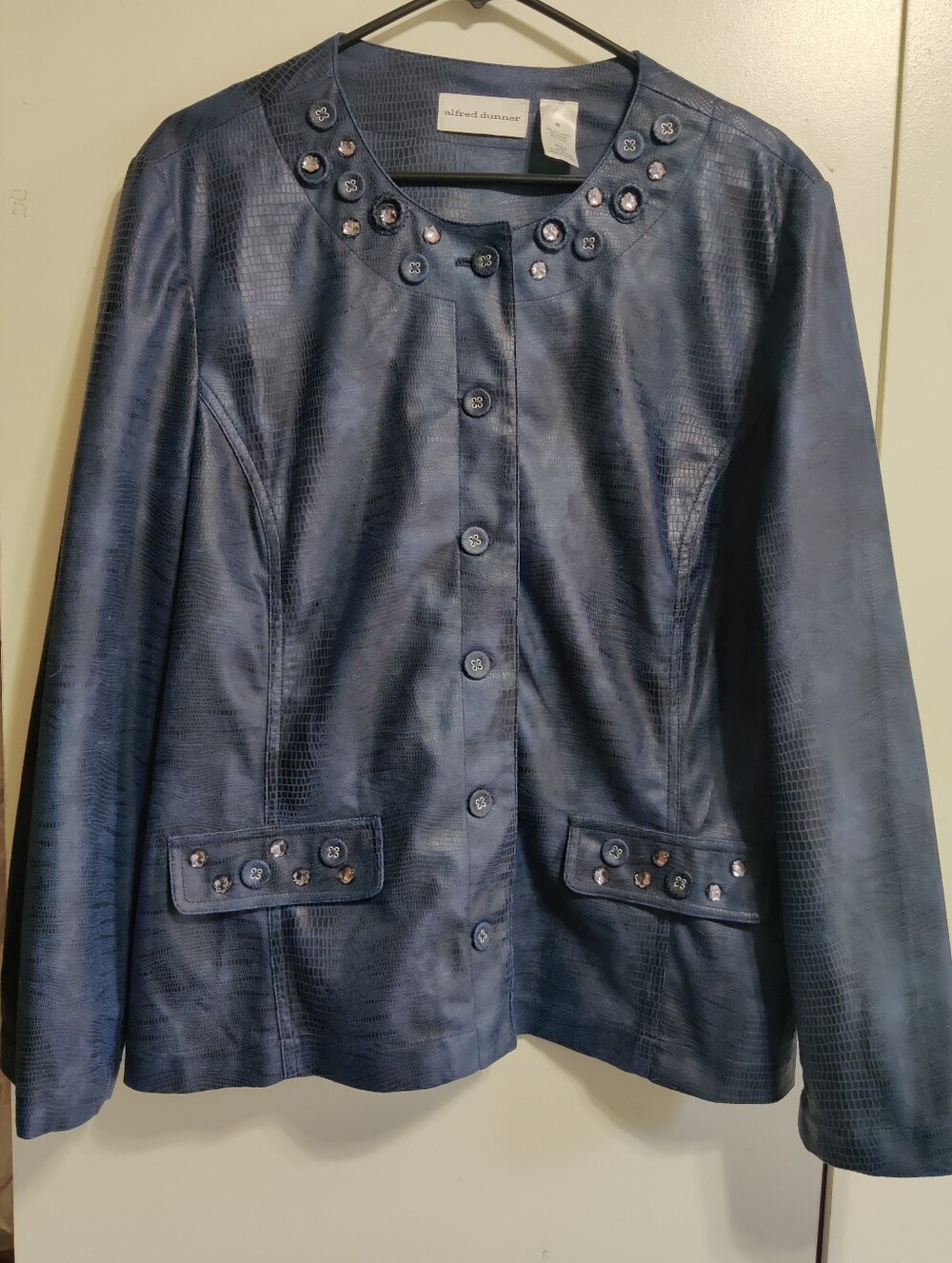 Alfred Dunner Navy Blue Embellished Jacket